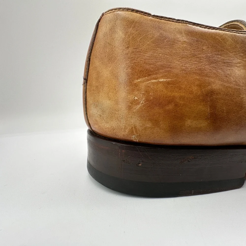Magnanni Double Buckle‎ Monk Strap Shoes Mens 10M Ramolo Tobacco Brown Leather